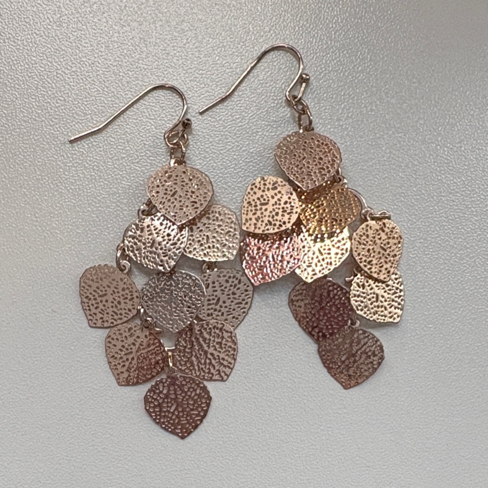 LC Lauren Conrad Rose Gold Leaf Cascade Dangle Earrings